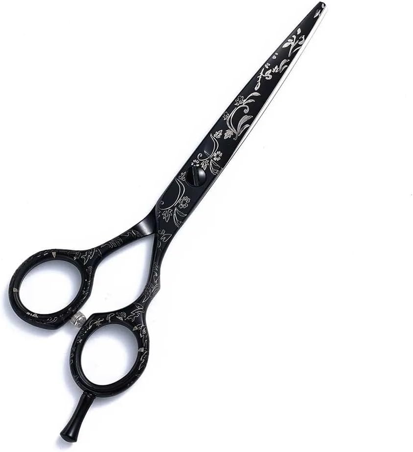 Hair Cutting Shears, 6 Inch Black Pattern Professional Hairdressing Scissors Multi-Functional Thinning Shears Kit