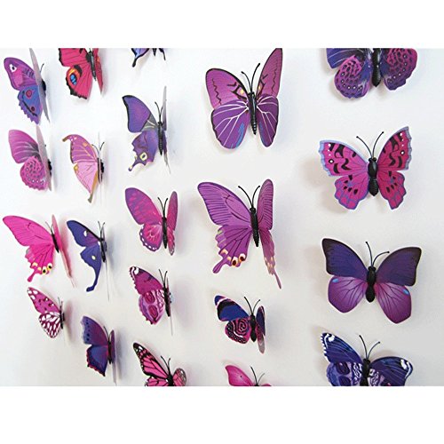 Miniatura 7 de Trixes Paquete De 12 Mariposas Rosas Y Púrpura Para Decoración De Paredes Por Adherencia Magnética
