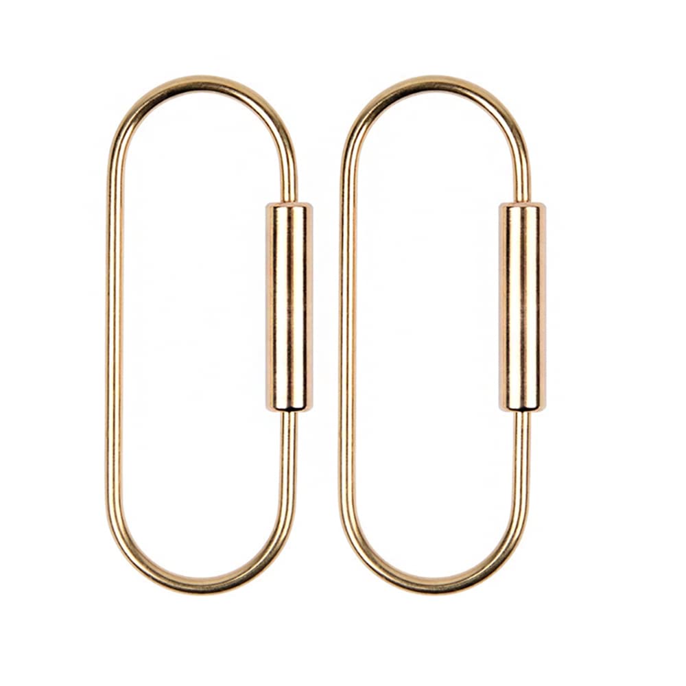CENPEK 2Pcs Durable Brass Screw Lock Clip Key Chain Ring Simple Style Car Keychain Brass Key Holder