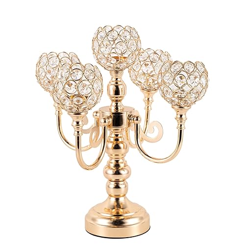 VINCIGANT Gold Crystal Candle Holders, Pack Of 2 | Elegant Centerpiece For Weddings, Dining & Home Decor - View #4