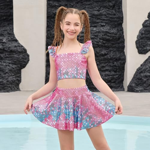 Image of CHILDRENSTAR Girls Tankini Swimsuit with Skirt 3 Pieces Bikini Bathing Suit