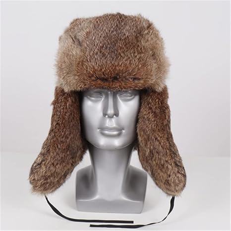Amazon Co Jp 男性ロシアの冬の毛皮の爆撃機の帽子超暖かい自然な毛皮の帽子男性のフルペルトキャップ 色 B サイズ 58cm B 6 7 8 服 ファッション小物