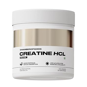 CHAMBEROFGODS 100% Pure Creatine Hcl Supplement|Improved Muscle Strength & Power|Better Absorption (100 Grams,Unflavoured),Powder - image, photos