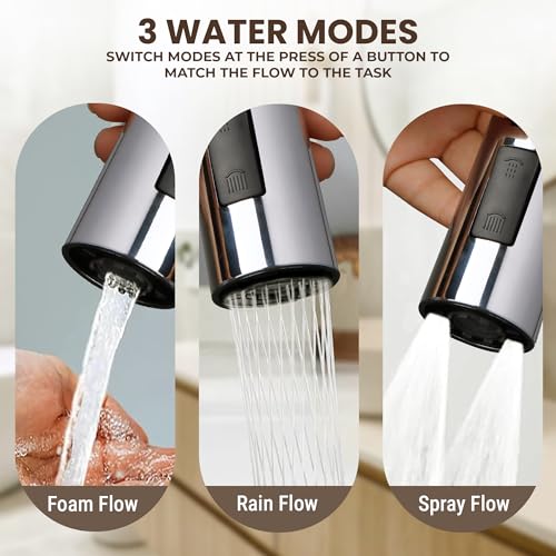 Image of Amazon Basics Tap Extension for Kitchen Sink - Pack of 1 | 3 Flow Modes | Flexible Faucet Extender for Taps | Aerators for Water Tap | Upto 80% Water Saving - Compact