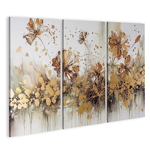 islandburner Quadro su tela Astratto floreale pittura ad olio oro fiore scoppio bianco d'oro JCJR Quadri Stampe Immagini Murale Decorazione da parete