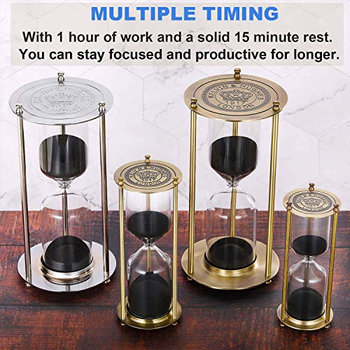 Suliao Hourglass 15 Minute Sand Timer, Vintage Brass Black Sand Clock, Metal Small Sand Watch 15 Min, Antique Reloj De Arena, Unique Hour Glass Sandglass For Home, Office, Desk Decoration #TOP2