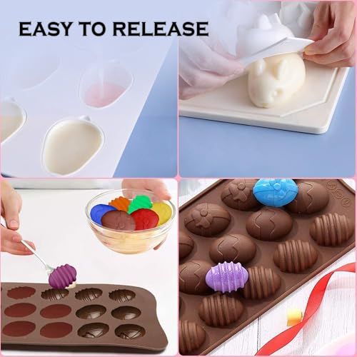 Image of HS Easter Egg Silicone Mould, Non-Stick Food Grade Silicone Mould for Chocolate, Candy, Jelly & Ice Cube (Brown)