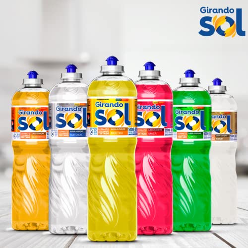 Girando Sol Detergente Lava-Louças Maçã 1L Detergente Líquido Para Lava-Louças Vermelho Contém Tenso