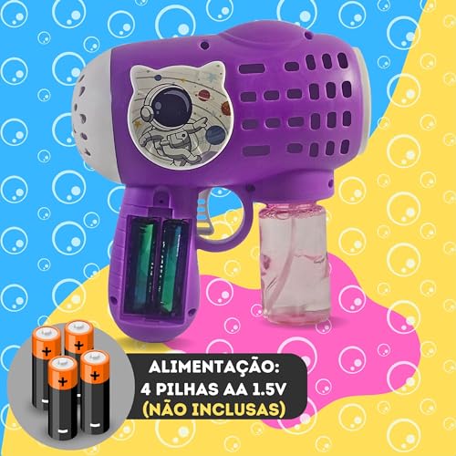 Lança Bolhas De Sabão Automática Infantil Máquina Pistola Lançador de Bolhas Bola De Sabão (Roxo)