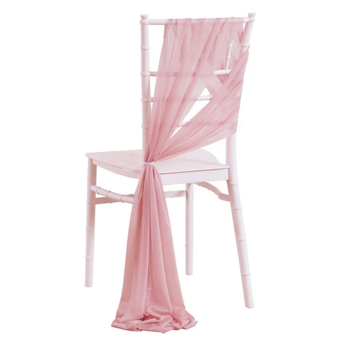 LUHYSU Glam Dusty Pink Polyester Chiffon Chair Sashes Wedding Chair Decoration, 10/50 pcs, 17x275cm, Perfect for Weddings, Parties, Banquets, Dining