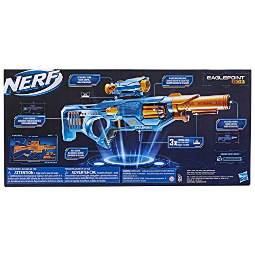 Image of Nerf Elite 2.0 Eaglepoint RD-8 Foam Dart Blaster, 8-Dart Drum, Detachable Scope and Barrel, 16 Darts, Bolt Action, Multicolor (Pack of 2)