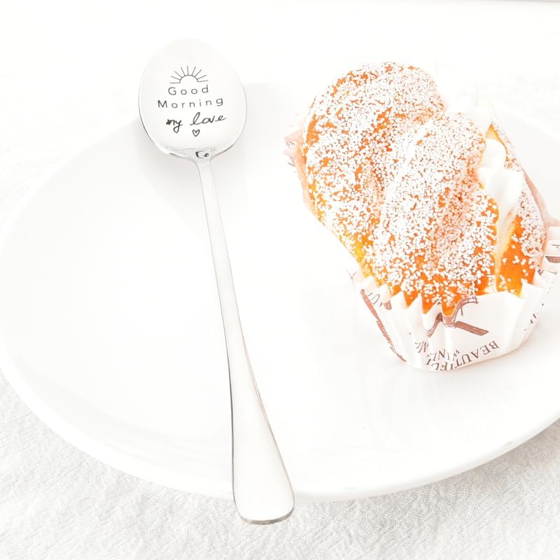 Miniatura 5 de Cucharas de café, regalos para marido, novio, aniversario, cumpleaños, regalos para novia, esposa, Good Morning My Love Spoon, regalo grabado para