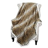 Catalonia Cheetah Sherpa Fleece Throw Blanket, Soft Mink Plush Couch Blanket, Fuzzy TV Bed Blanket, Fluffy Comfy Warm Heavy Throws, Comfort Caring Gift, 50x60 inches