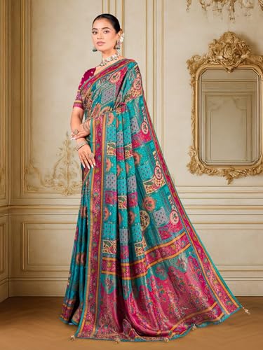 Image of Glory Sarees Women's Luxurious Dola Pure Silk Original Saree Position Print Work Madhubani Inspired Motifs Banarasi Kanjivaram Style Saree With Blouse Piece (Elegant101 Parent)