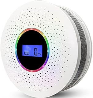 Combination Smoke & Carbon Monoxide Alarm Detector,Dual Sensor CO Smoke Alarm Detector Battery Powered with LCD Display and Sound Warning for Home,School,Office(Batteries NOT Included) (Black)