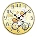 Produktbild ufengke Vintage Holz Küchen Wanduhr mit Happy Chef auf Fahrrad Nostalgie Quarzuhr Deko für Esszimmer, Durchmesser 30cm