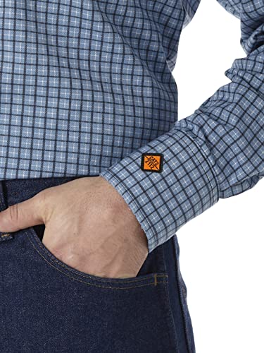 Wrangler Herren Fr Schwer Entflammbares Westernhemd mit Druckknöpfen und Zwei Taschen Work Utility Hemd, Blau kariert, 3X – Ansicht 4