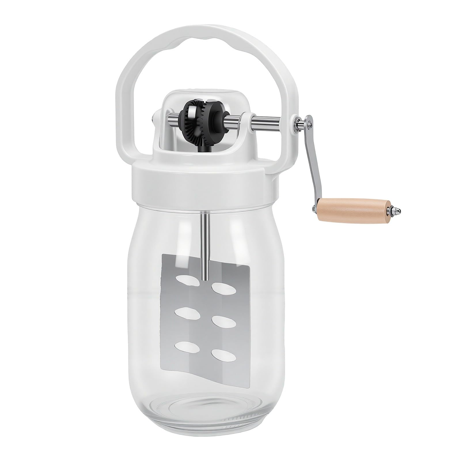 ASHATA Mantequilla Manual de 1500 Ml con Tarro de Cristal para Mantequilla Casera y Herramienta de Cocina Más Segura
