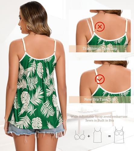 Image of Camisoles for Women with Built in Bra Adjustable Strap Tank Tops Cami Sleeveless Summer Tops for Workout Sleeping Traveling