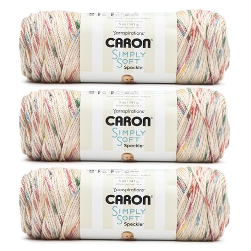 Image of Caron Simply Soft Speckle Vintage Yarn - 3 Pack of 141g /5 oz - 100% Acrylic - #4 Worsted (Medium) - 235 Yards - Knitting /Crochet