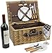Wicker Picnic Basket for 2 Persons with Cutlery Service Set, Willow Hamper Supplies Kit Best Gift for Father Mother Outdoor Party