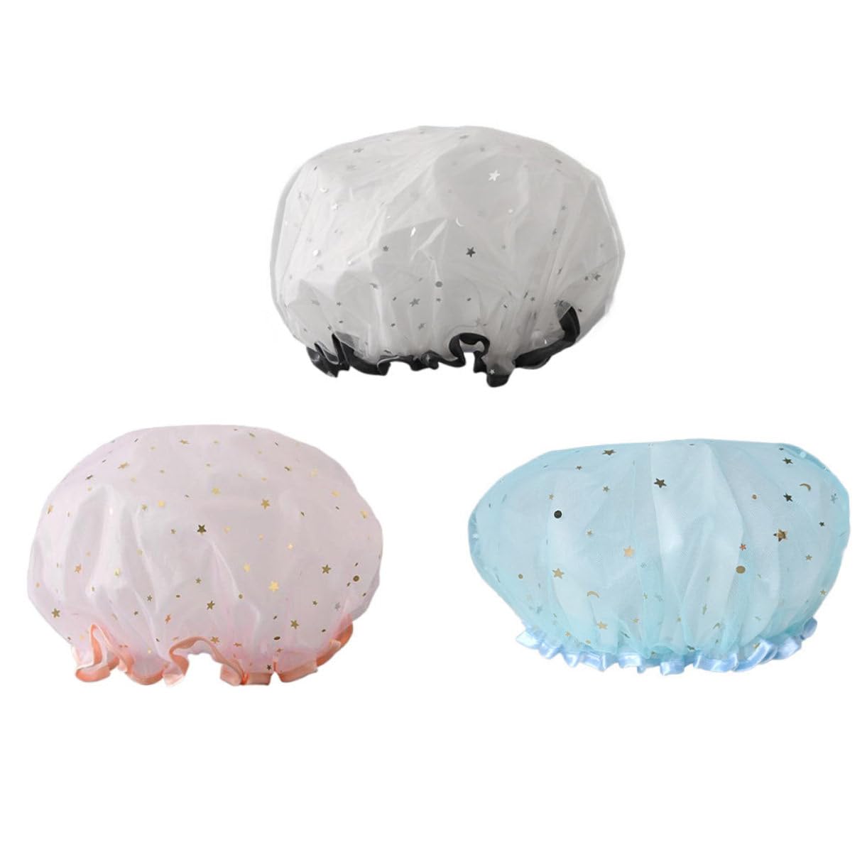 minkissy 4 Juegos de Gorros de Baño de Doble Capa para Mujer Suaves Y Frescos Gorros de Multiusos para Spa en Casa 3 Unidades X 4