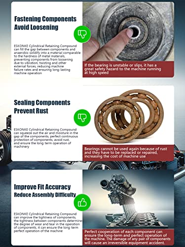 Retaining Compound Green R-638 High Strength Cylindrical Metal Components Retainer Assemblies Locking Sealant, 1.69 Fl Oz/50 Ml #TOP3