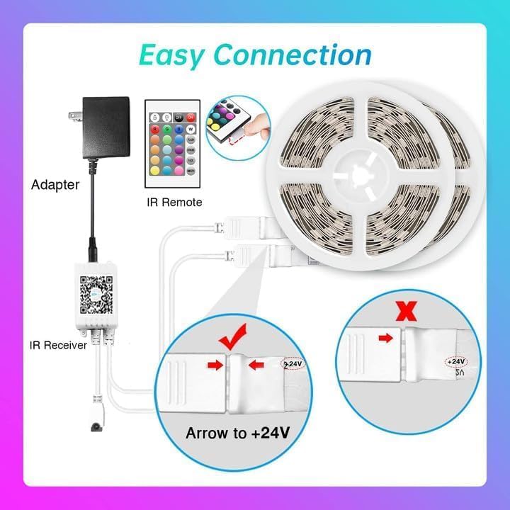 Image of TJOY 200ft Bluetooth LED Strip Lights, Long Strip Lighting Music Sync, RGB Color Changing LED Lights for Bedroom with Remote,Smart Phone APP Control, Ceiling Living Room Decor (APP+Remote+Mic /2 Roll)