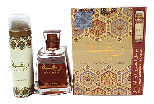 Caja de Regalo de Perfume Raghba LATTAFA Eau de Parfum 100 ml + Desodorante 25 ml