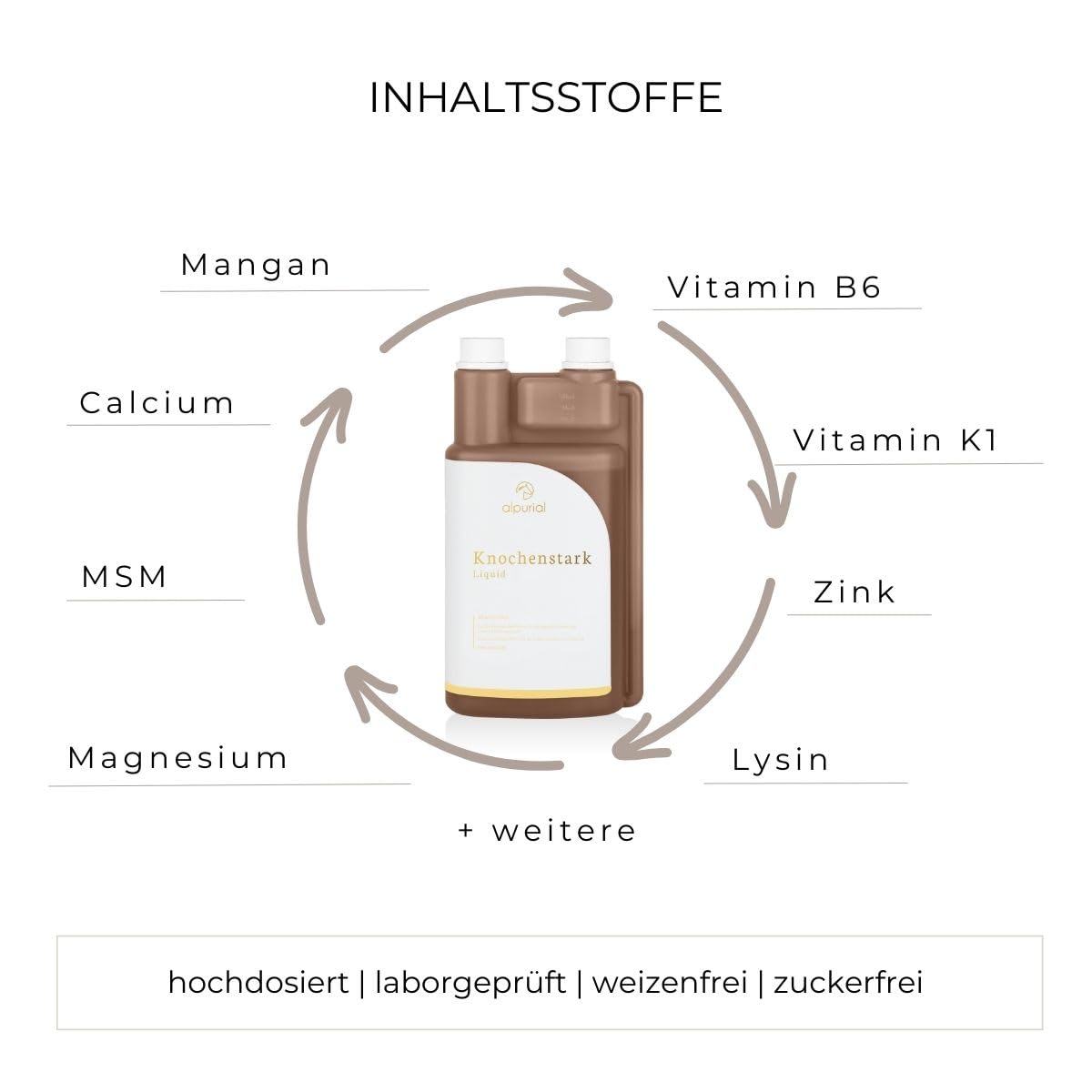 Knochenstark – Ergänzungsfuttermittel für Pferde zur gezielten Versorgung von Knochen und Knorpelstrukturen – mit Calcium, Mangan & Vitamin K – vom Tierarzt entwickelt