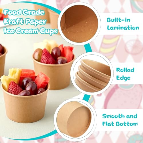 Gobelets à glace papier jetables pot yaourt et dessert 50pcs