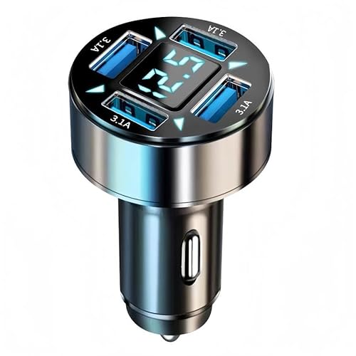 12V/24V対応 車載充電器 USB4ポート 急速充電 スマートチップ搭載 スマホ タブレット ドライブレコーダー対応 車用多ポート充電器 金属ボディ Type-C QC3.0 車載アダプター