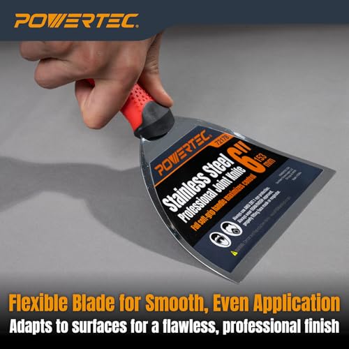 Image of POWERTEC Premium Drywall Hand Tool Kit, 12 inch Aluminum Hawk & 6 inch Stainless Steel Joint Knife (72178)