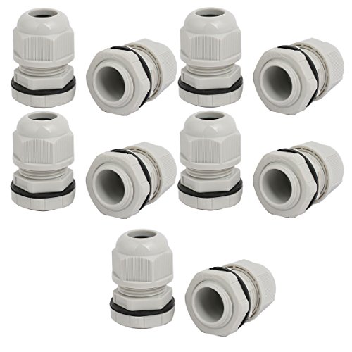 Aexit G1/2-inch 5.5mm Transmission Dia Nylon 2 Holes Adjustable Cables Gland Connector Gray 10pcs