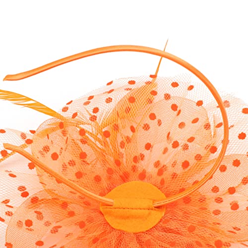 Image of DRESHOW Fascinators Hat Flower Mesh Ribbons Feathers on a Headband and a Clip Tea Party Headwear for Girls and Women