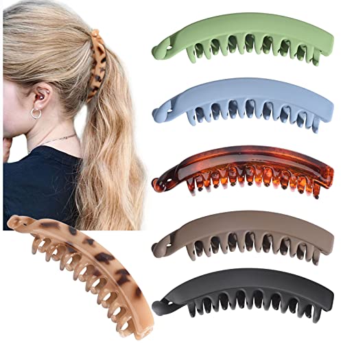 DEEKA Banana Clips Hair 6 PCS Large Hair Accessories for Thick Hair French Barrettes Clincher Combs Tortoise Shell Curly Hair Vintage Ponytail Holder for Women Girls -L