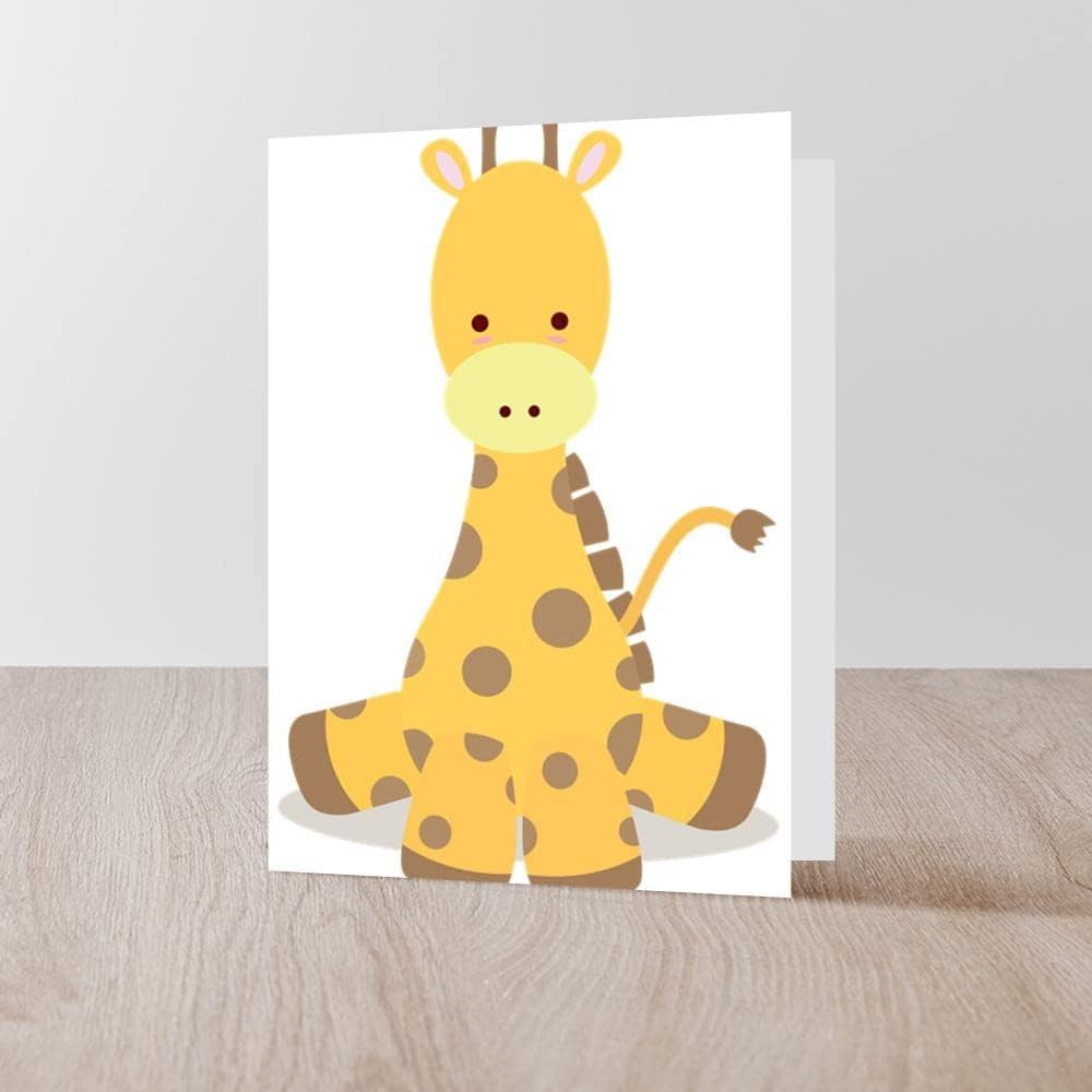 CafePress Baby Cartoon Giraffe Folded Greeting Card Matte