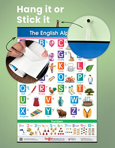 Image of All in One Charts for Kids Age 2+ Years (72 x 49.5 cm) | 8 Charts | Alphabet, Numbers, Animals, Birds & Good Habits | Education Wall Posters with Pictures for Preschool & Nursery | Water Resistant