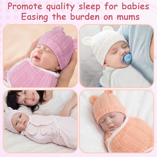 Image of Ramede 6-Pack Preemie Baby Swaddle Blankets with Hats, Breathable 100% Cotton Baby Swaddles, Suitable for Preemie Babies and Newborns, Soft Cotton, Adjustable(Wheat,Soft Pink)