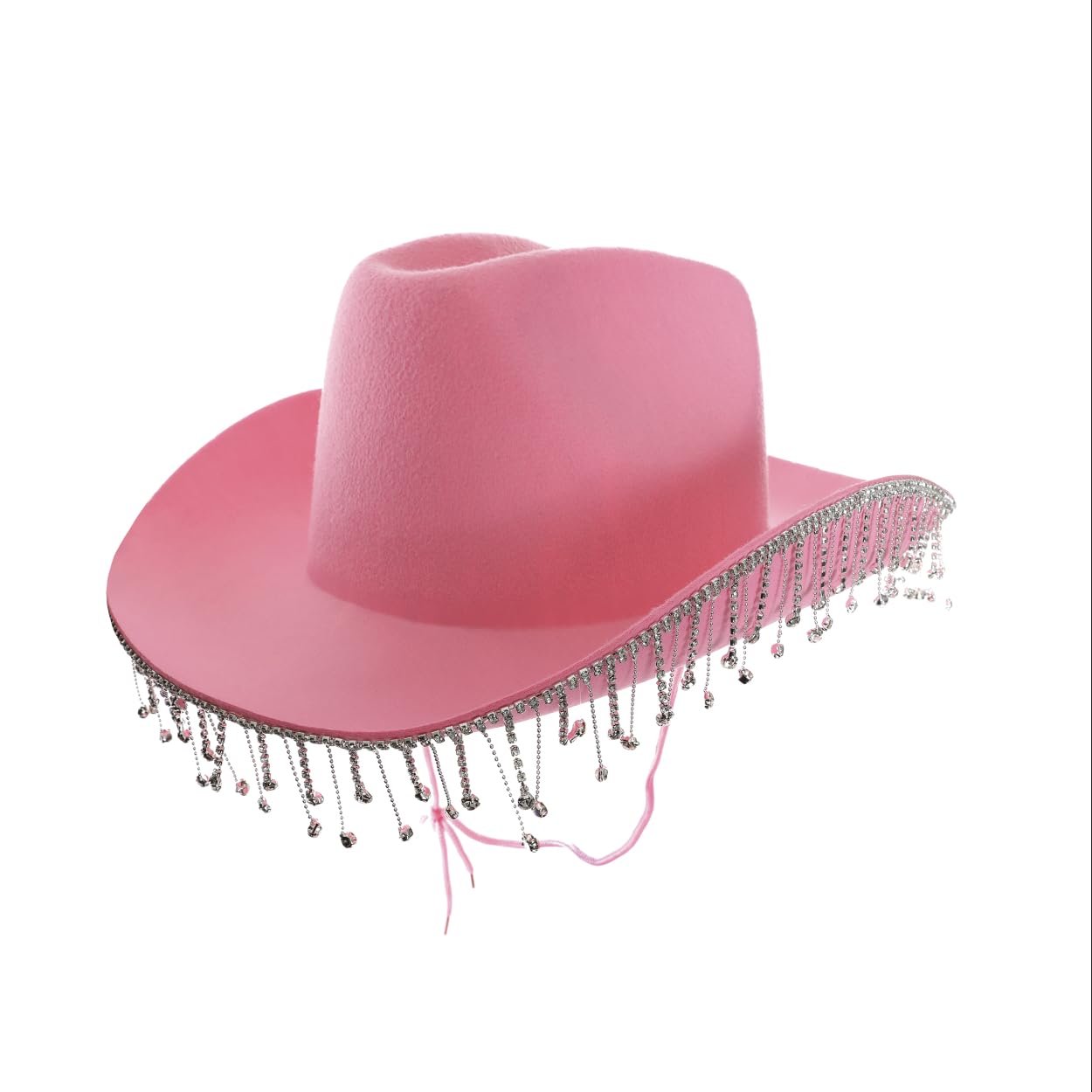 Adults Diamant√à Cowgirl Hat - Pack of 1 - Pink Cowboy Hat with Rhinestone Fringe - Adults Bling Glitter Cowgirl Hen Party Western Party Fancy Dress Accessory