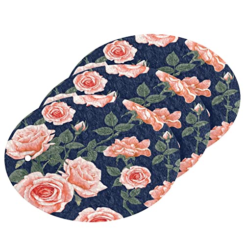 Image of Pink Rose Pastel Kitchen Sponges Floral Cleaning Dish Sponges Non-Scratch Natural Scrubber Sponge for Kitchen Bathroom Cars, pack of 3