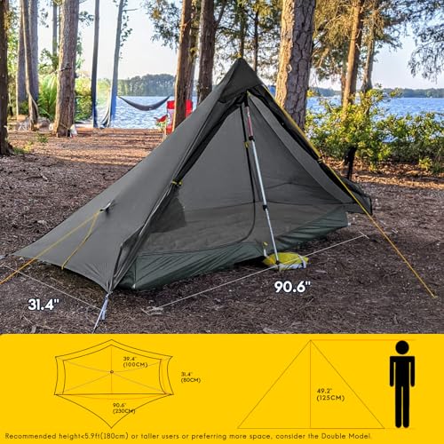 Image of LANSHAN Ultralight Waterproof 1-2 Person Backpacking Tent | Ultralight waterproof nylon, pitch anywhere, for camping & travel.