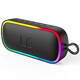 Monster S150 Plus Portable Bluetooth Speaker 40W - IPX7 Waterproof Outdoor Speaker with Dynamic RGB Lights, 15H Playtime, Bluetooth 6.0, TF Card/AUX/USB-C Charging, For Travel, Beach & Outdoors, Black