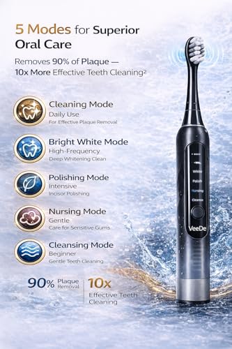 Image of Sonic Electric Datun (Electric Toothbrush) for Adults | 40000 Strokes /min, 5 Modes, Soft Bristles, 5 Heads, 45-Day Battery, IPX8