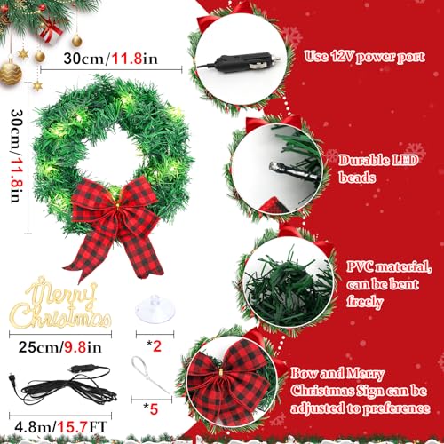 118-Christmas-Car-WreathLighted-Xmas-Decoration-for-Car-Front-Grill12V-Plug-in-Christmas-Lighting-Wreath-with-Bow-for-Trucks-SUVs-RVs 118 Christmas Car WreathLighted Xmas Decoration for Car Front Grill12V Plug in Christmas Lighting Wreath with Bow for Trucks SUVs RVs