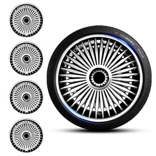 14 inch Wheel Covers 14 Hub Caps for Steel Wheels - Universal Fit Snap On ABS Rim Protector Hubcaps for Most Car Truck SUV Sedan Set of 4 (#A Style 14 Inch)