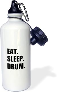 3dRose Eat Sleep love drumming Drummer percussionist black text gifts Sports Water Bottle, 21 oz, Multicolor