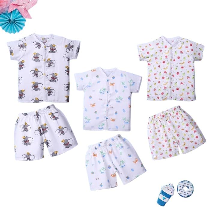 Image of Muslin Jabla & Shorts|For Boys & Girls|Summerwear Sleeveless Vest|Baby Products|Casual Clothing Set