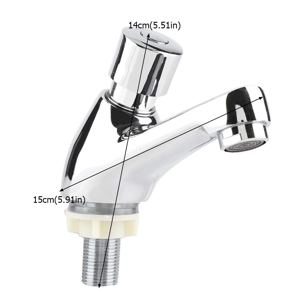 Robinet à Fermeture Automatique Chromé Robinet D'économie D'eau Robinet D'évier de Bassin Temporisé pour la Maison Cuisine Salle de Bain