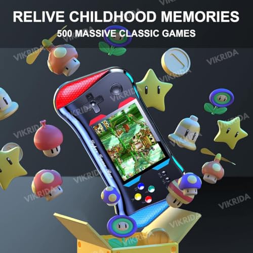Image of VikriDA Handheld Retro Video Games for Kids X7M 500-in-1 Retro Game Console TV Compatibility Rechargeable Gamepad (Pack of 1) (X7M Video Game),Multicolor